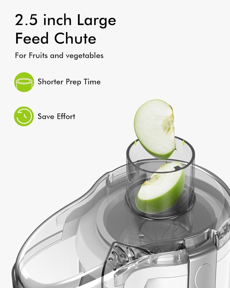 SIFENE Compact Centrifugal & Masticating Juicer, Efficient 3-Speed Fruit & Vegetable Extractor, Easy to Clean, BPA-Free, Dishwasher Safe Parts, Ideal for Daily Fresh Juice at Home, White - Image 2